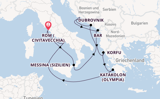 Mittelmeer ab Civitavecchia (Rom), Italien auf der Celebrity Ascent