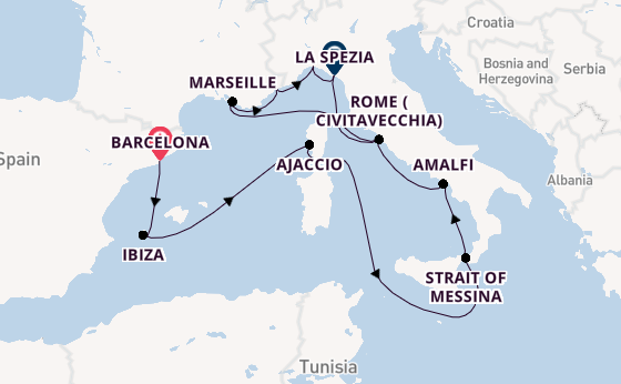 Western Mediterranean from Barcelona, Spain with the Queen Victoria