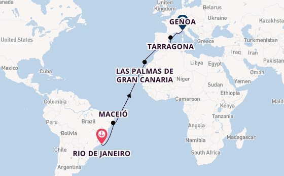 Transatlantic from Rio de Janeiro, Brazil with the MSC Musica