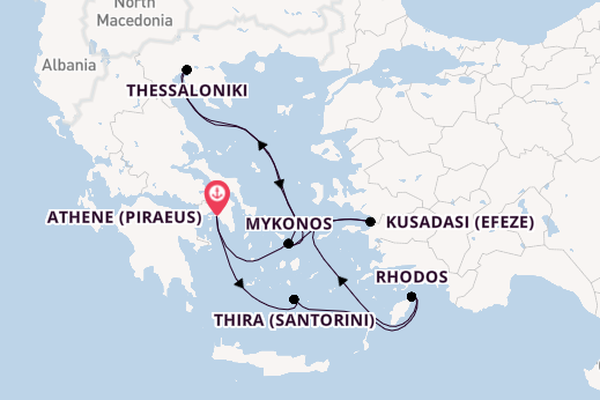 Oostelijke Middellandse Zee vanaf Athene (Piraeus), Griekenland met de Celebrity Infinity