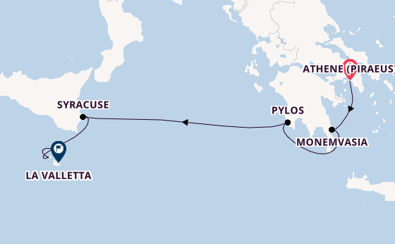 Middellandse Zee vanaf Athene (Piraeus), Griekenland met de Royal Clipper