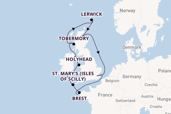 13 day trip on board the Ambience from Tilbury (London)
