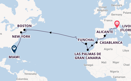 Transatlantic from Livorno (Florence), Italy with the MSC Meraviglia