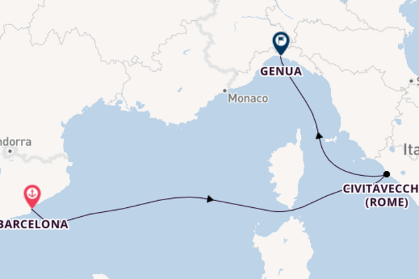 Cruise naar Genua via Barcelona