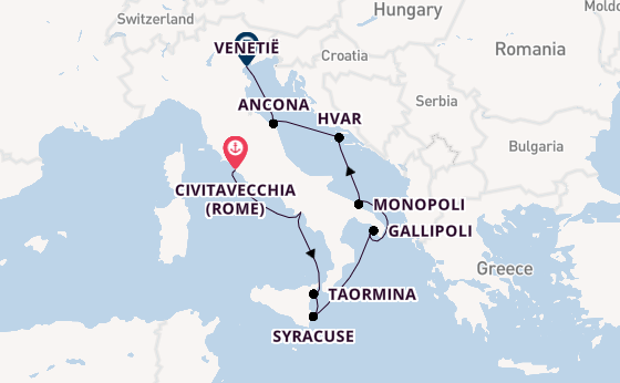 Westelijke Middellandse Zee vanaf Civitavecchia (Rome), Italië met de Le Boréal