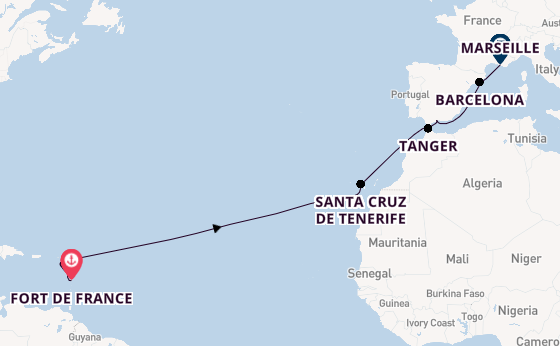 Zuidelijke Caraïben vanaf Fort de France, Martinique met de Costa Favolosa