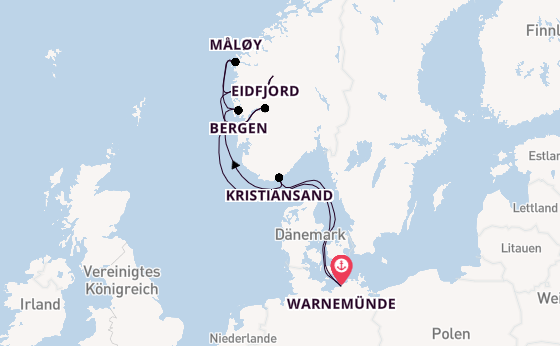Norwegen ab Warnemünde auf AIDAmar