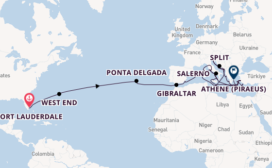 trans-Atlantisch vanaf Fort Lauderdale, Verenigde Staten met de Enchanted Princess
