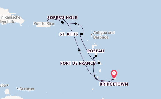 Karibik ab Bridgetown, Barbados auf der Emerald Princess