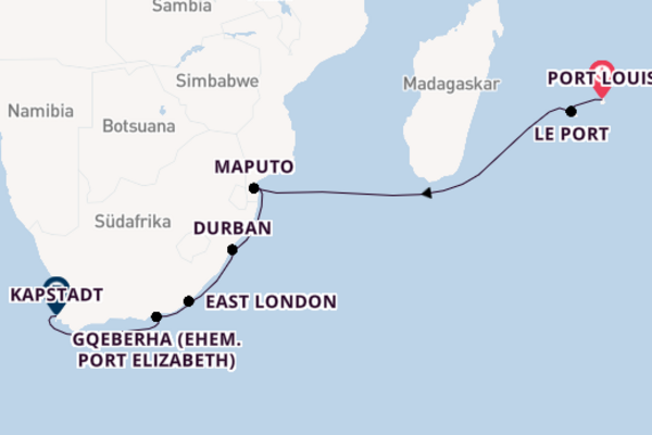 Südafrika ab Port Louis auf AIDAstella