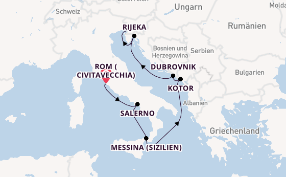 Mittelmeer ab Civitavecchia (Rom), Italien auf der Seven Seas Prestige