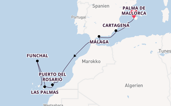 Kanarische Inseln ab Palma de Mallorca, Spanien auf AIDAcosma