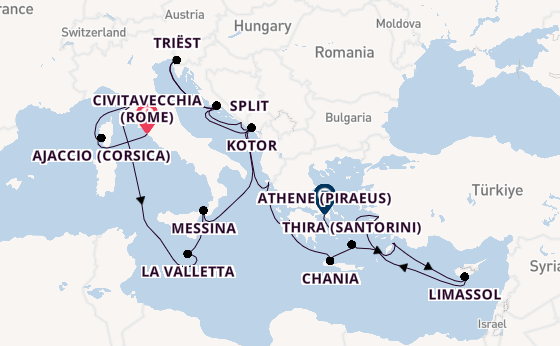 Middellandse Zee vanaf Civitavecchia (Rome), Italië met de Enchanted Princess