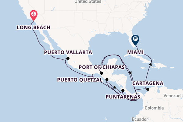 Central America from Long Beach, California, USA with the Seabourn Quest