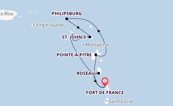 Zuidelijke Caraïben vanaf Fort de France, Martinique met de MSC World Europa
