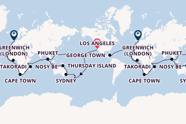 Round-the-World Trip from Los Angeles, California, USA with the Viking Sky