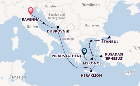 Mittelmeer ab Ravenna, Italien auf der Norwegian Gem