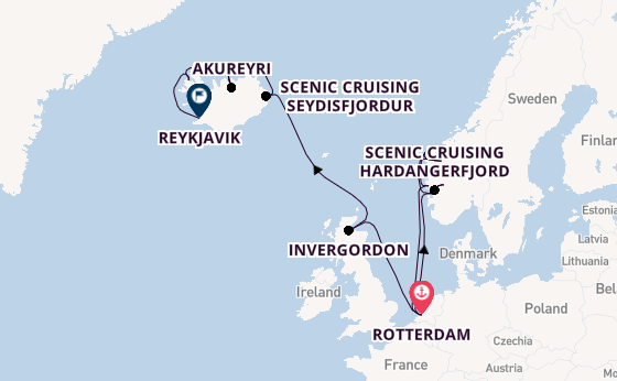 Noorwegen vanaf Rotterdam, Nederland met de Rotterdam