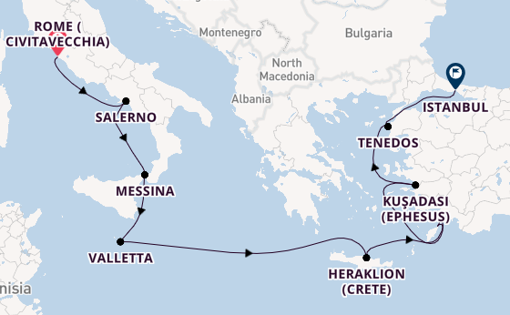 Mediterranean from Rome (Civitavecchia), Italy with the Allura