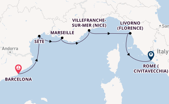 Western Mediterranean from Barcelona, Spain with the Viking Sky