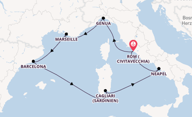 Westliches Mittelmeer ab Civitavecchia (Rom), Italien auf der Costa Toscana