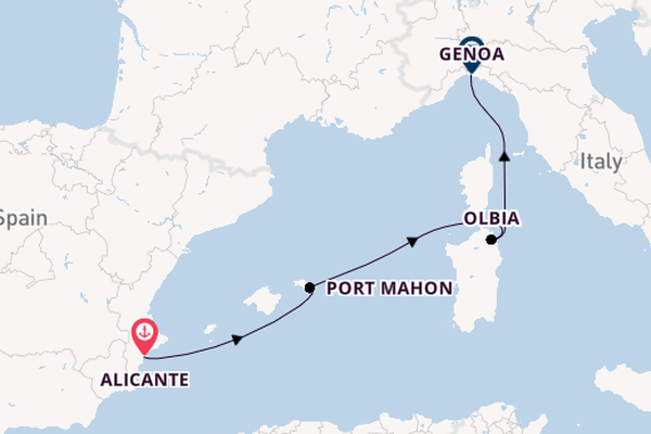 Western Mediterranean from Alicante, Spain with the MSC Opera