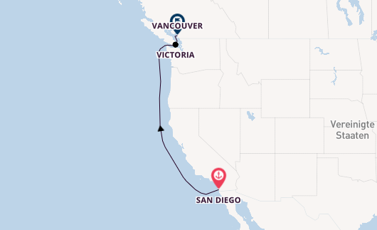 USA Westküste ab San Diego, USA auf der Koningsdam
