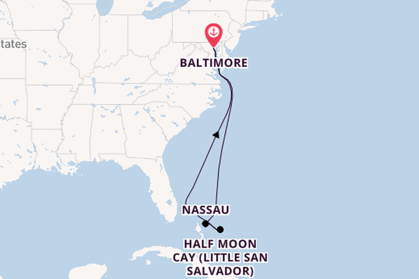 Caribbean from Baltimore, Maryland, USA with the Carnival Miracle