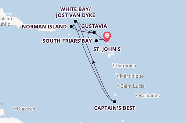 Caribbean vanaf St. John's, Antigua, Antigua en Barbuda met de Star Clipper