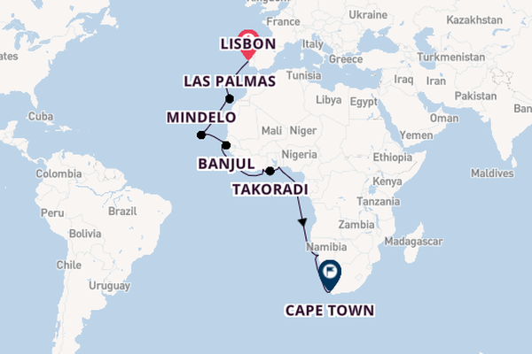 Africa from Lisbon, Portugal with the Seven Seas Navigator
