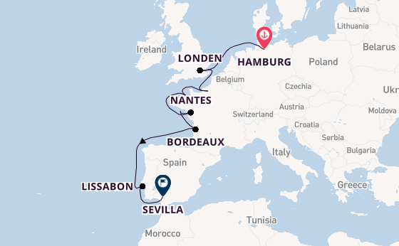Engeland vanaf Hamburg, Duitsland met de HANSEATIC nature