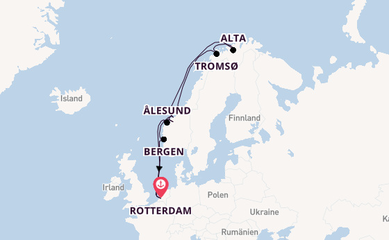 Norwegen ab Rotterdam, Niederlande auf der Nieuw Statendam