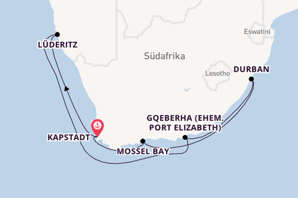 Südafrika ab Kapstadt, Südafrika auf der EUROPA