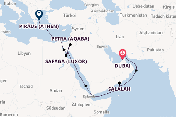 Naher Osten ab Dubai, Vereinigte Arabische Emirate auf der Silver Shadow