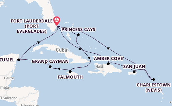 Caribbean from Fort Lauderdale (Port Everglades), Florida, USA with the Sky Princess 