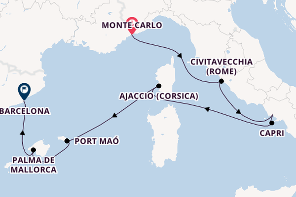 Westelijke Middellandse Zee vanaf Monte Carlo, Monaco met de EXPLORA I