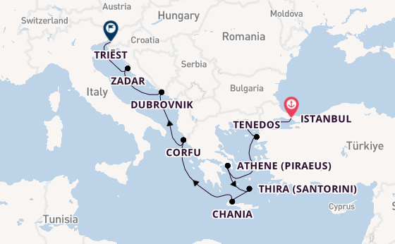 Oostelijke Middellandse Zee vanaf Istanbul, Turkije met de Marina