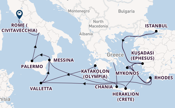 Mediterranean Sea from Athens (Piraeus), Greece with the Enchanted Princess