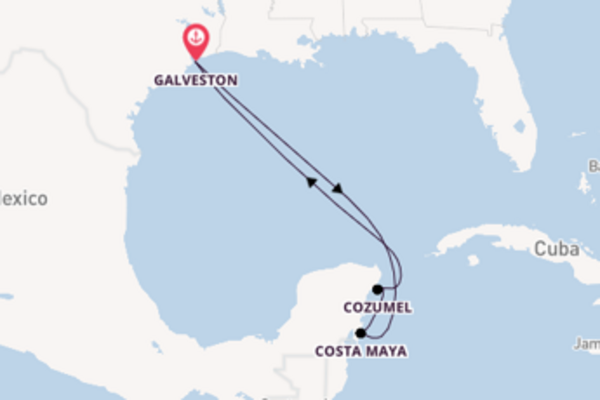 Scopri Costa Maya arrivando a Galveston