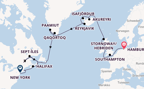 Transatlantik ab Hamburg, Deutschland auf der EXPLORA IV