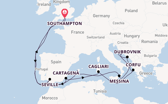 Mediterranean from Southampton, England with the Britannia 