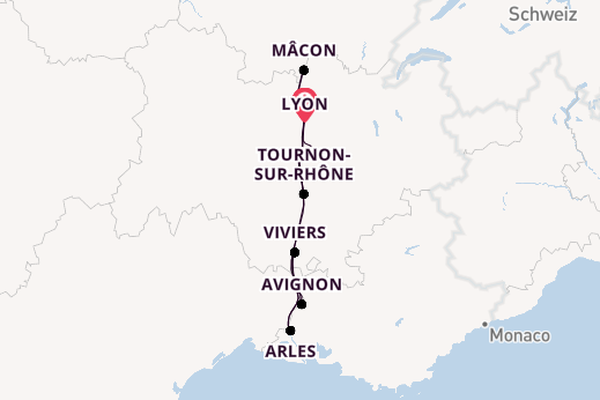Rhône ab Lyon, Frankreich auf der MS Van Gogh