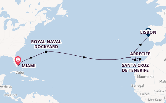 Transatlantic from Miami, Florida, USA with the Insignia