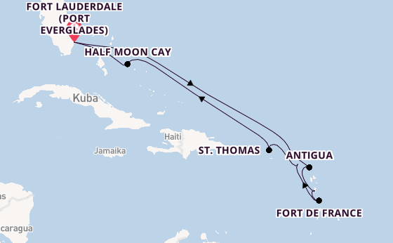 Karibik ab Fort Lauderdale (Port Everglades), USA auf der Rotterdam