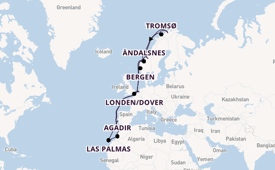 Noorwegen vanaf Rotterdam, Nederland met de Nieuw Statendam
