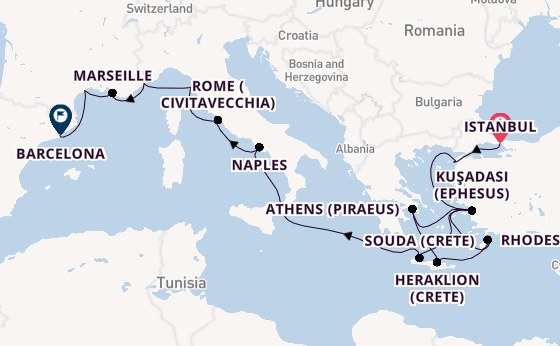 Mediterranean Sea from Istanbul, Turkey with the Viking Astrea