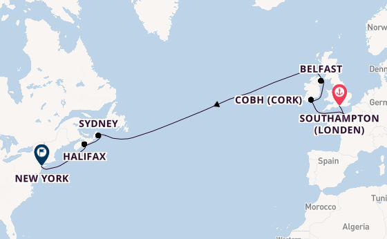 trans-Atlantisch vanaf Southampton (Londen), Engeland met de Norwegian Sun