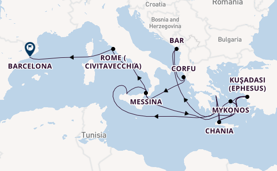 Mediterranean from Piraeus (Athens), Greece with the Sun Princess