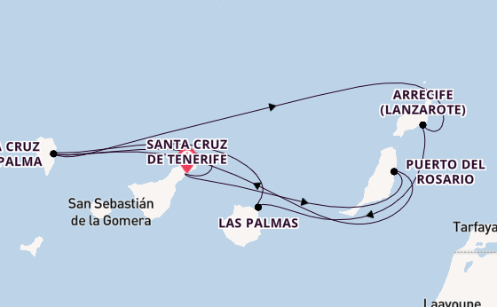 Kanarische Inseln ab Santa Cruz de Tenerife, Spanien auf der Costa Smeralda