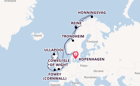 Britische Inseln ab Kopenhagen, Dänemark auf der Seabourn Quest